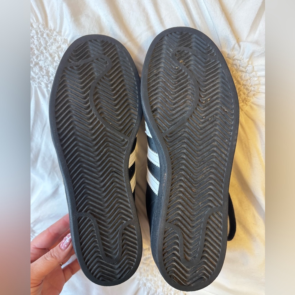 adidas Black & White Superstar Leather Sneakers - Picture 5 of 5